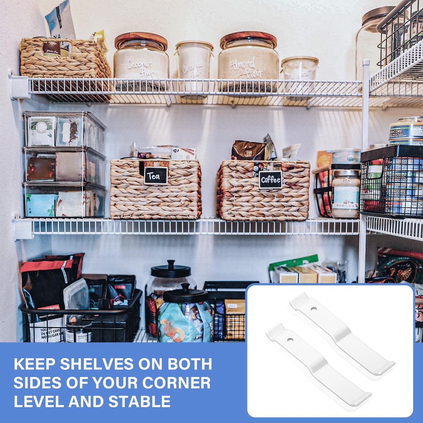 Wire Shelf Corner Support Bracket for ClosetMaid, Ventilated Wire Shelving Corner Support, 4 Pieces