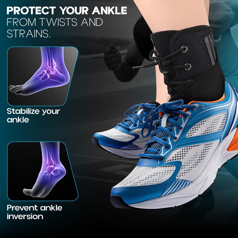 Ankle Brace lace up Stabilizers Adjustable Ankle Support for Sports Protect, Sprained Ankle, Ligament Damage, Injury Recovery (Medium Size)