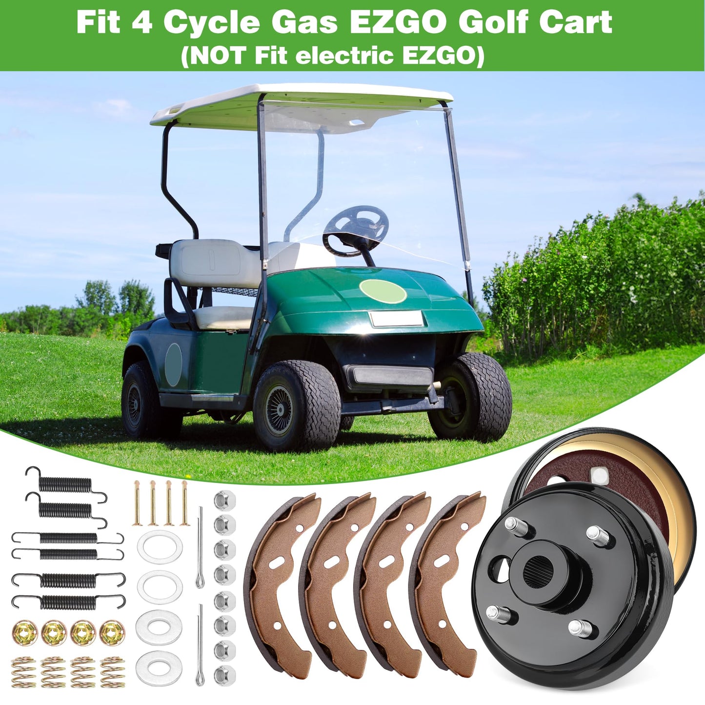 10L0L Golf Cart Brake Maintenance Kit for 1997-Up 4 Cycle Gas EZGO TXT Marathon Medalist Columbia 1" Hole Brake Hub Drums Pads/Shoes Spring Kit OEM# 21807-G1 41843-94 70794G01 70795G01 27943G01