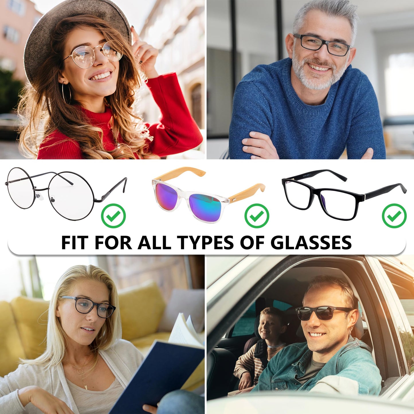 SIGONNA Eye Glasses String Holder Strap - Eyeglass Straps Cords for Men Women - Eyeglass Holders Around Neck - Sunglasses String Chain Lanyard Retainer - 4 Pcs Dark Brown, Green, Grey, Black