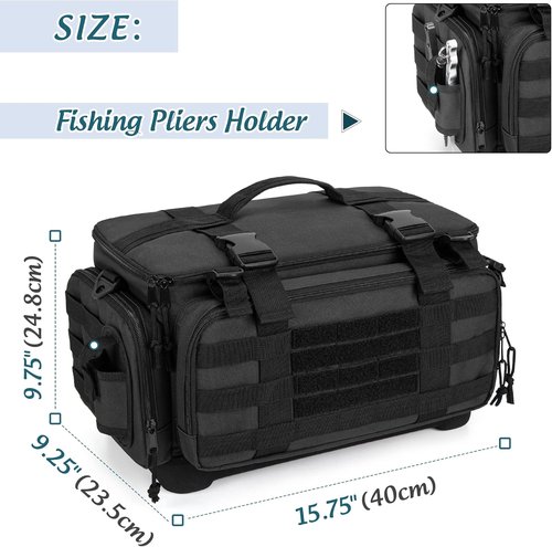 DSLEAF Waterproof Tackle Box Bag - Soft Fishing Storage with Rod Holder & Non-Slip Base | Ideal for Saltwater & Freshwater Fishing