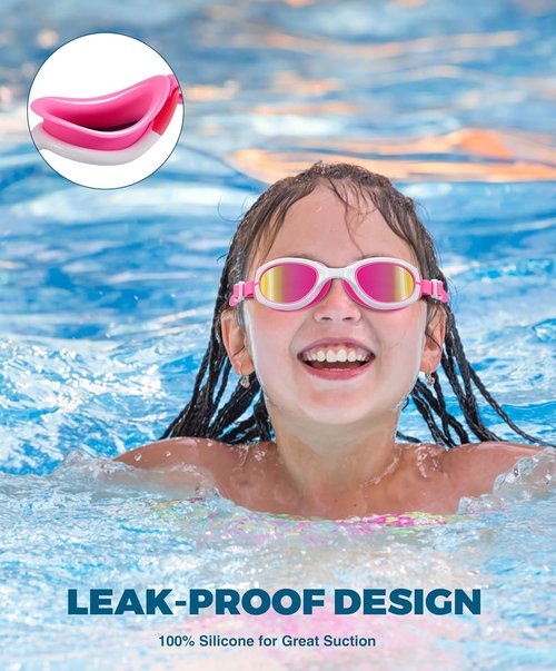 Aegend Swim Goggles - Polarized Anti-Fog UV Protection for Kids Ages 6-11 | Perfect for Boys & Girls
