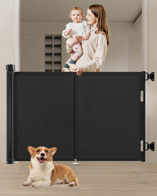 59-Inch Retractable Baby Gate - 34-Inch Tall, Reinforced Design for Stairs & Doorways