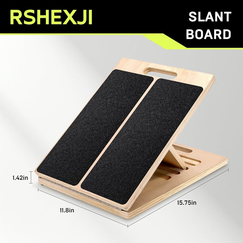 RSHEXJI Slant Board for Physical Therapy, 5 Angle Adjustable Calf Stretcher, Anti-Slip 300LBS Wobble Board for Standing Desk & Core Strength