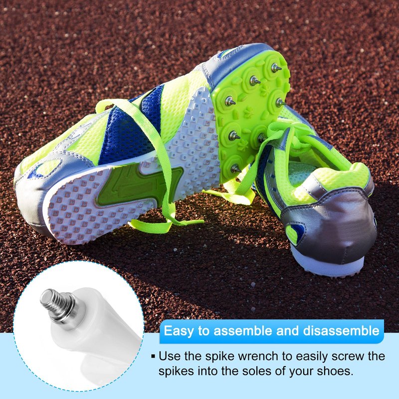 PATIKIL 1/4 Inch Carbon Steel Track Spikes, 20 Pack Sports Shoes Spikes Replacement Accessories with Spike Wrench for Long Jumping Running, Purple
