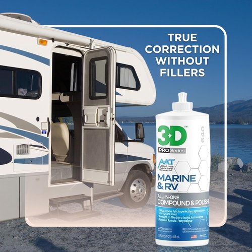 3D Marine & RV Gel-Coat Compound & Polish - Removes Oxidation & Scratches, Deep Shine Protection, 32oz