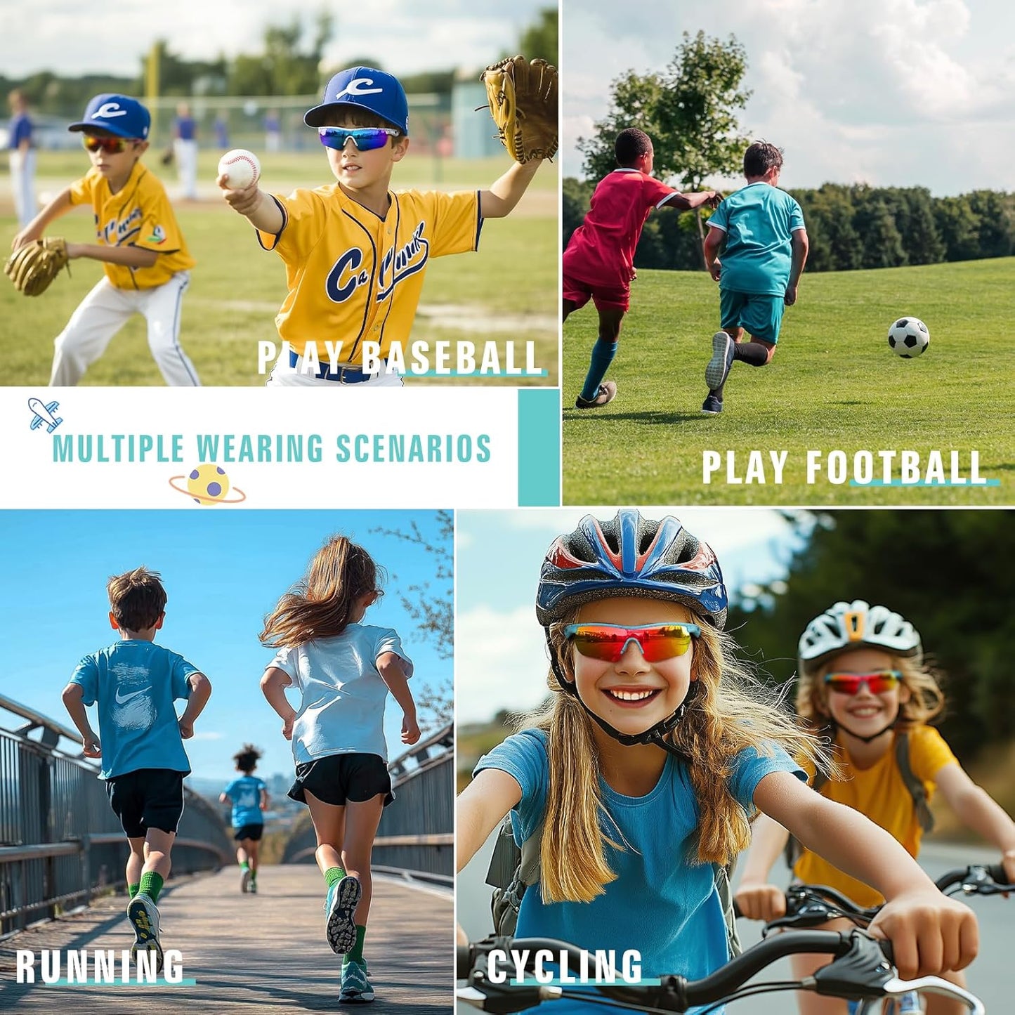 Skiennix Kids Sunglasses - Polarized Baseball Goggles for Boys & Girls Ages 3-12 | UV Protection
