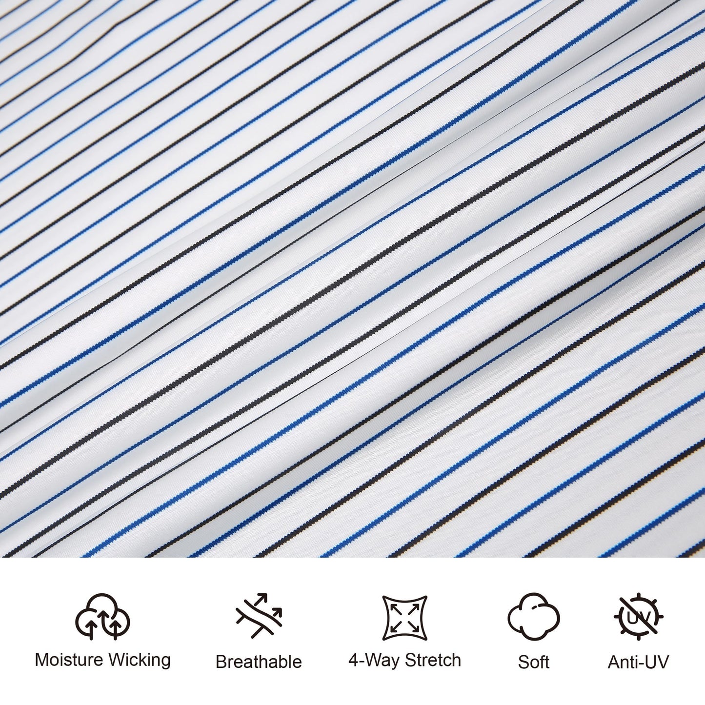 Esabel.C Golf Shirts for Men Striped Dry Fit Performance Active Polo Shirts Short Sleeve Moisture Wicking,11079White/Balck,XL