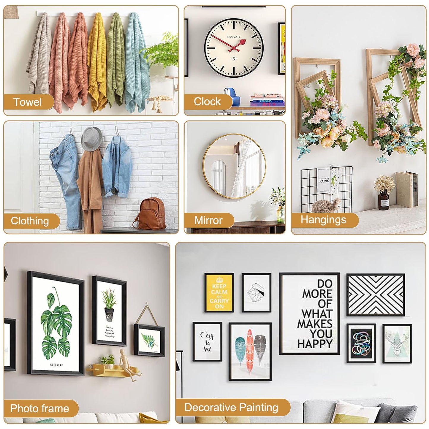 150Pcs Heavy Duty Picture Hangers Kit, Supports 10-100 lbs – Premium Wall Hanging Hooks with Nails for Drywall & Wood, Ideal for Pictures, Clocks, Mirrors, and Home Decor