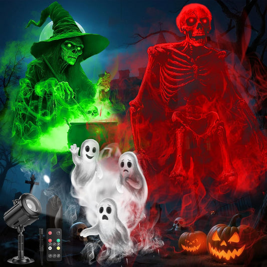 12-in-1 Halloween Projector Light - 3D Scary Ghost & Pumpkin Decorations for Outdoor & Window