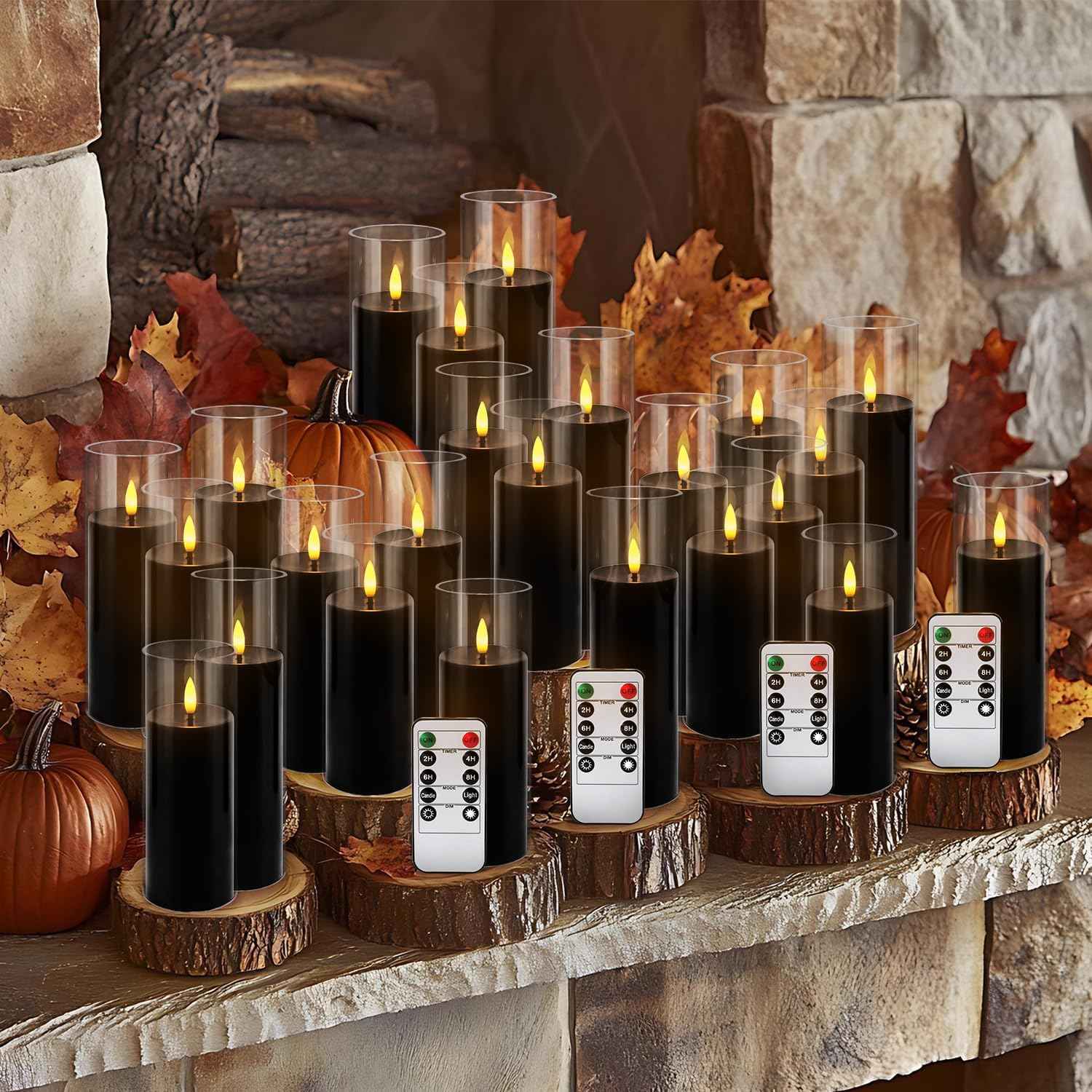 24-Pack Remote Control LED Flameless Candles - 3D Flame Timer Candles for Home, Weddings & Holidays