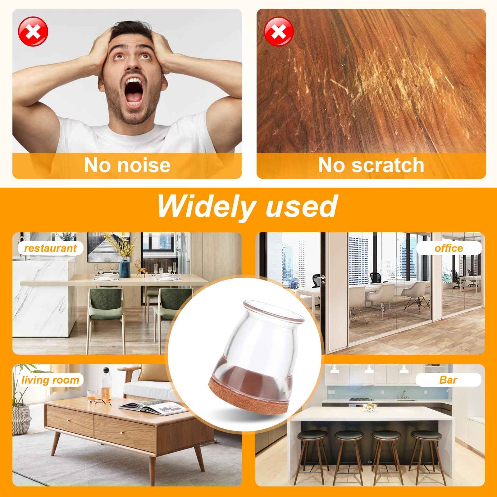 CHUNZEXI 36 Pack Extra Small Chair Leg Floor Protectors for Hardwood Floors, Silicone Felt Covers Pads Caps, Protect Wood Furniture Feet Floors Noise Reduce and Scratch (Universal X-Small & Clear)