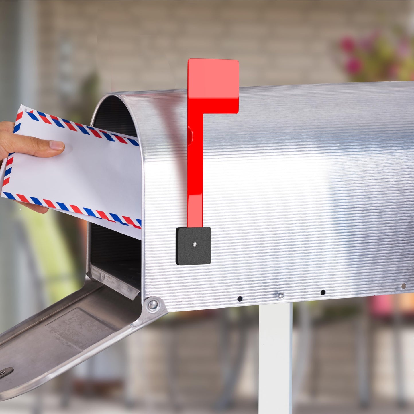 No Tools Needed with Optional Screws Mailbox Flag Replacement (Pack of 1) – Weather-Proof Strongest Adhesive Red Flag for Mailboxes Outside – Two Installation Options