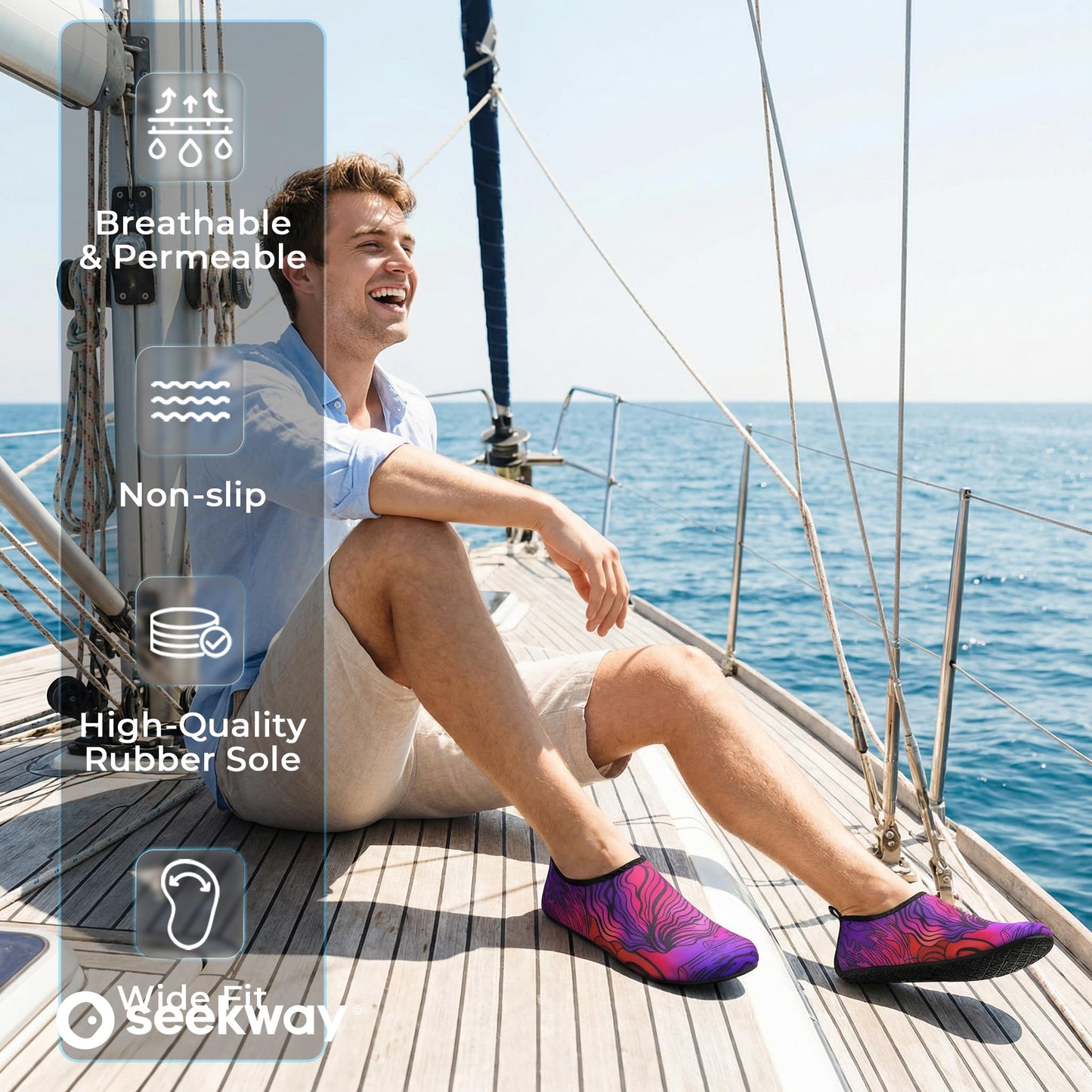 SEEKWAY Water Shoes Barefoot Aqua Socks Quick-Dry Non Slip Shoes for Beach Swim Pool River Boating Surf Women Men Bird SK002(U)