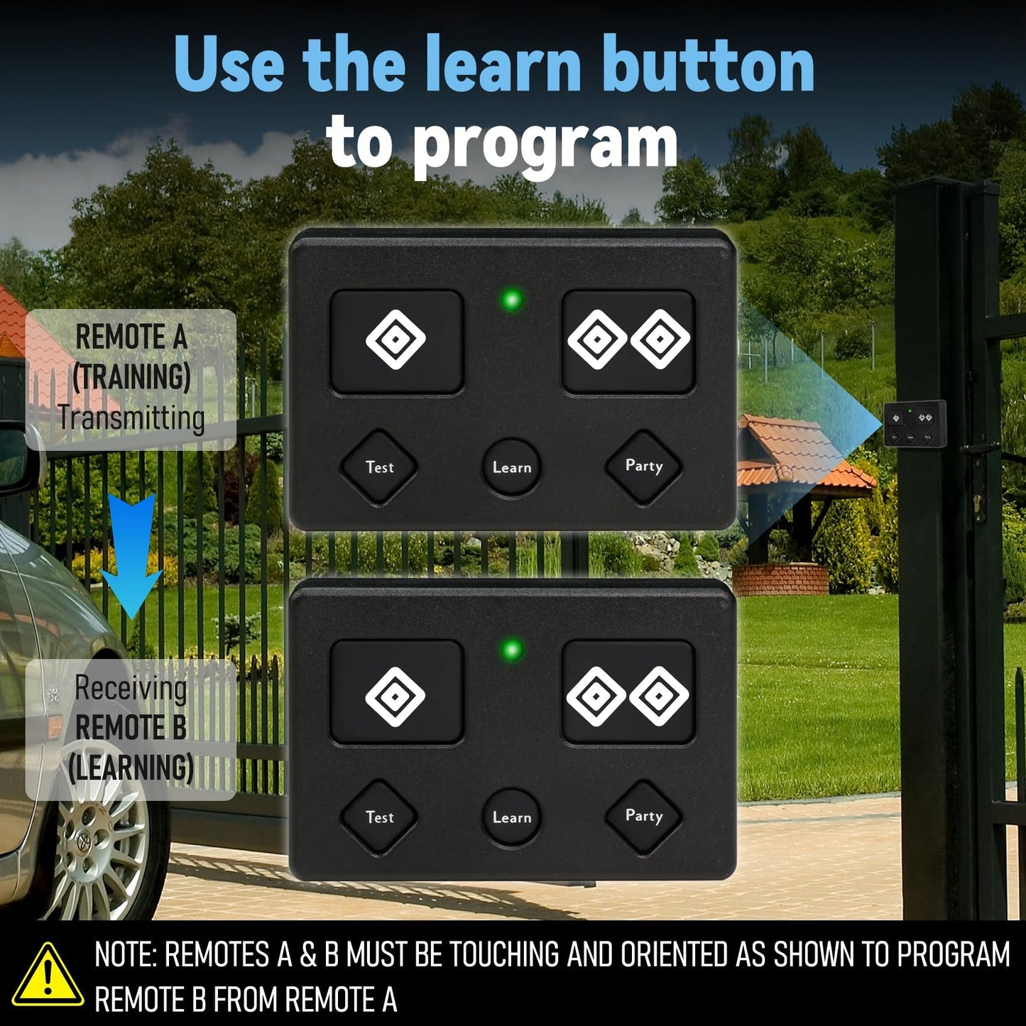 5-Button Remote Transmitter Replace for AXS1 for AXP1, Gate Opener Remote Fit Gate Opener for TSS1XP TDS2XP TSS1 TDS2 LDM2 LDM2K HDP1 HDP2 DD2U LSM1 DS1U, Adjustable Visor Clip 1Pack