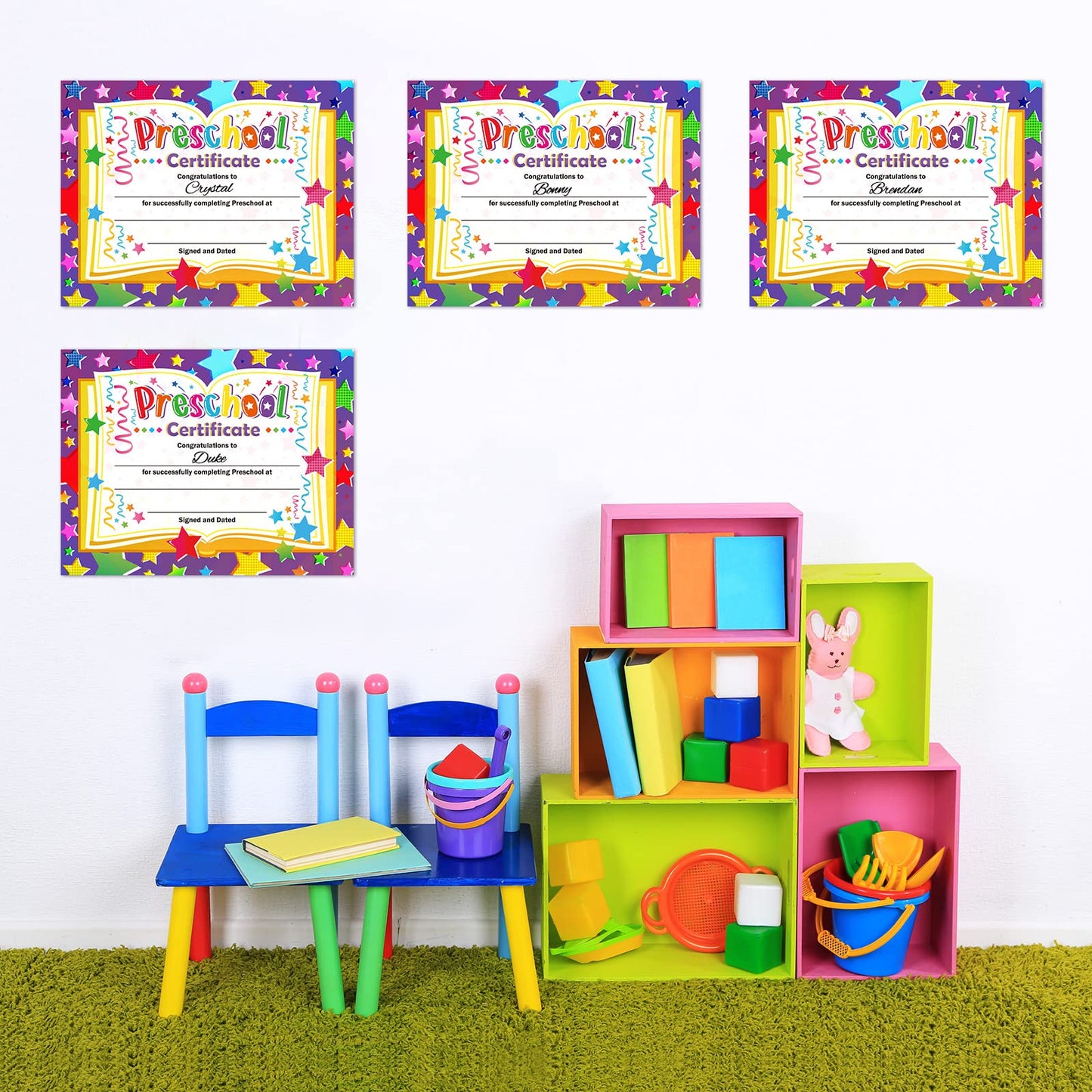 Yisong 35 Pcs Preschool Diploma Certificate Preschool 2026 Diploma Colorful Kindergarten Graduation Supplies Classroom Activities Award Certificate for Kid Student Teacher 8.5 x 11 Inch(Star Style)