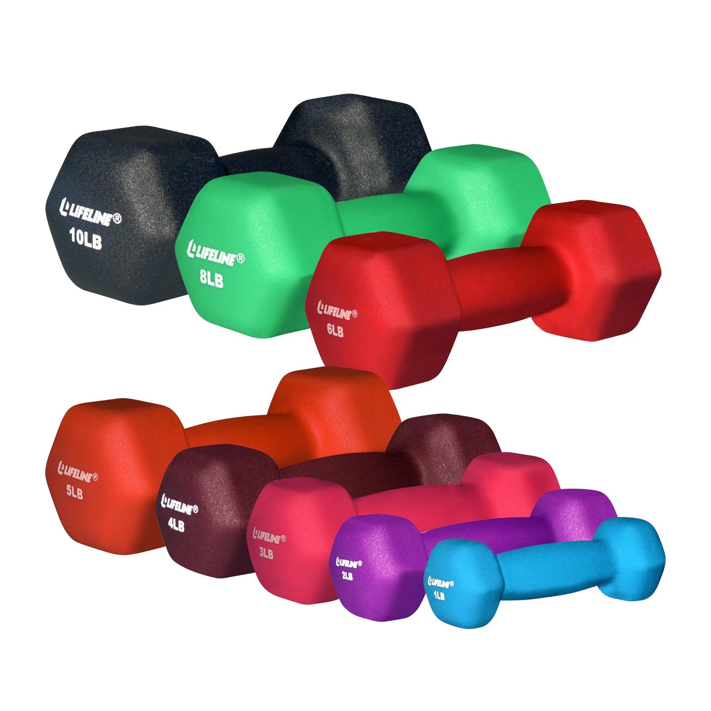 Lifeline Fitness Neoprene Dumbbell Weights - 5 Pounds