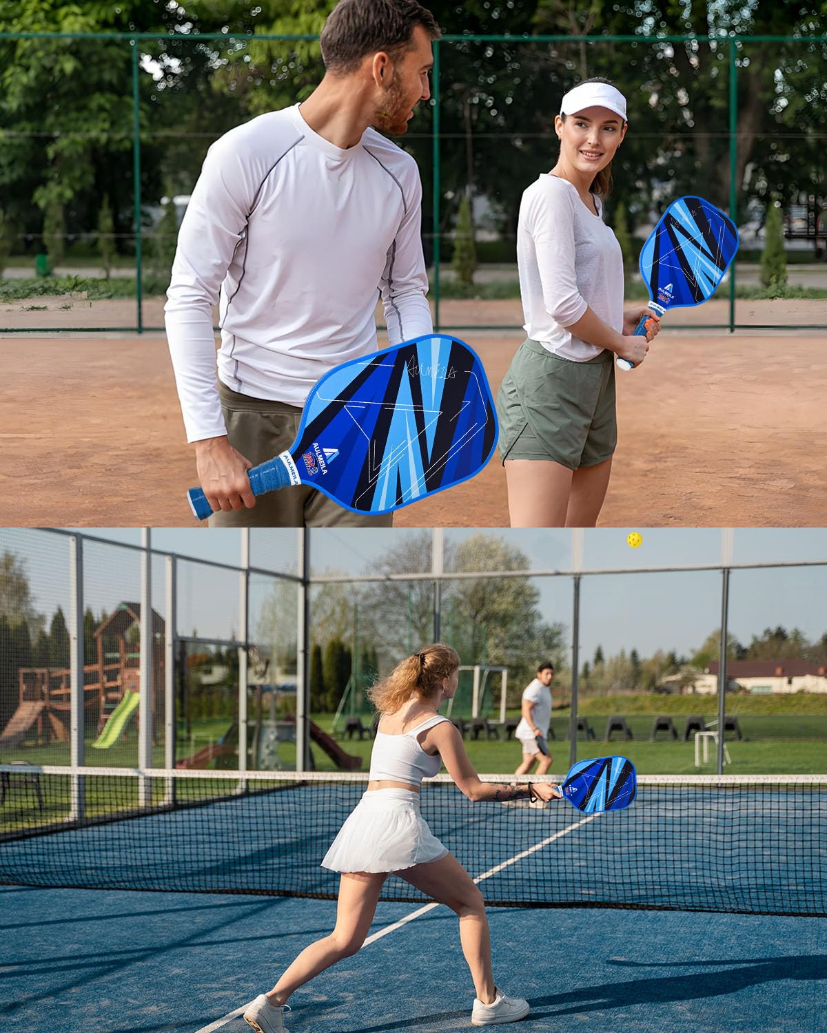 AULMEILA Pickleball Paddles Set of 2, 2025 USAPA Approved Pickleball Set, Fiberglass Pickle Ball Rackets 2 Pack, Lightweight & Durable, Includes 4 Balls & 1 Carry Bag for Men and Women