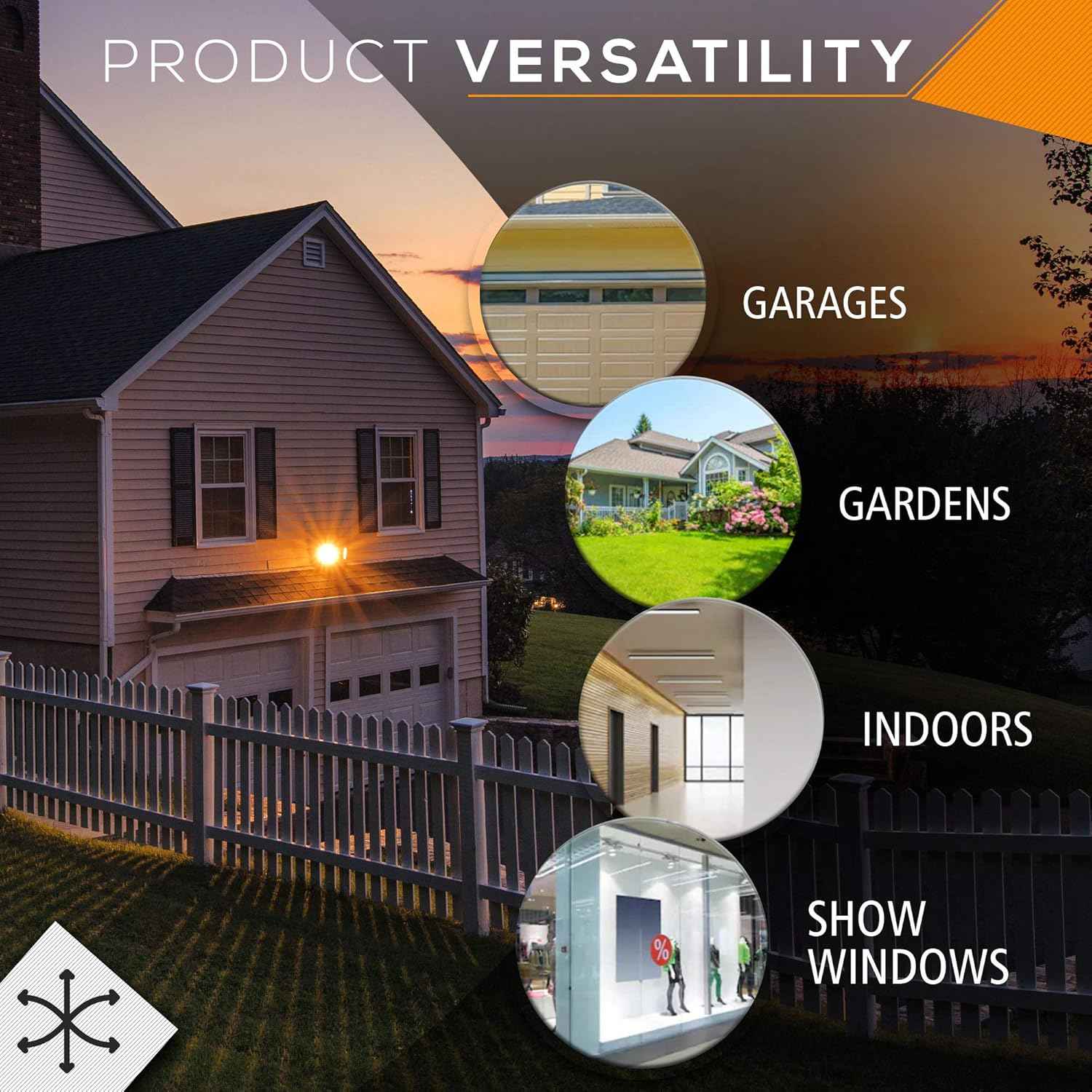 150W Outdoor Security Flood Light - Dual Head, Weatherproof Cast Aluminum, Dark Bronze Finish