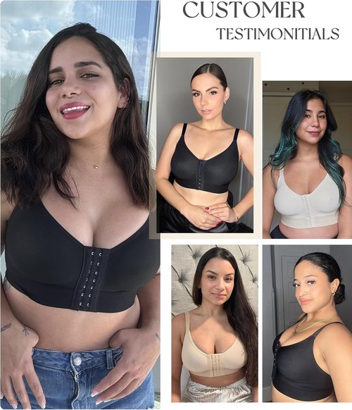 FeelinGirl Post-Surgery Bras - Wireless Front Closure Mastectomy Bra for Full Coverage Comfort