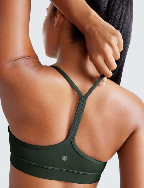 CRZ YOGA Butterluxe Sports Bra - Padded Racerback for Low Impact Yoga & Workouts | Women's Thin Strap Top
