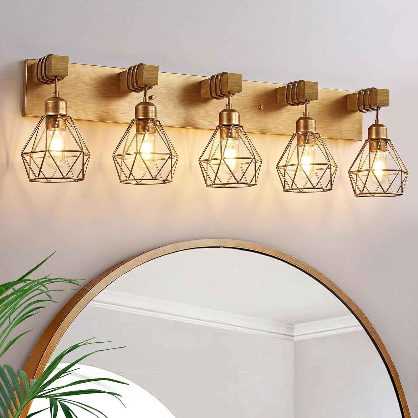 Farmhouse 3-Light Bathroom Vanity Light Fixture - Rustic White Wood Sconces for Mirror