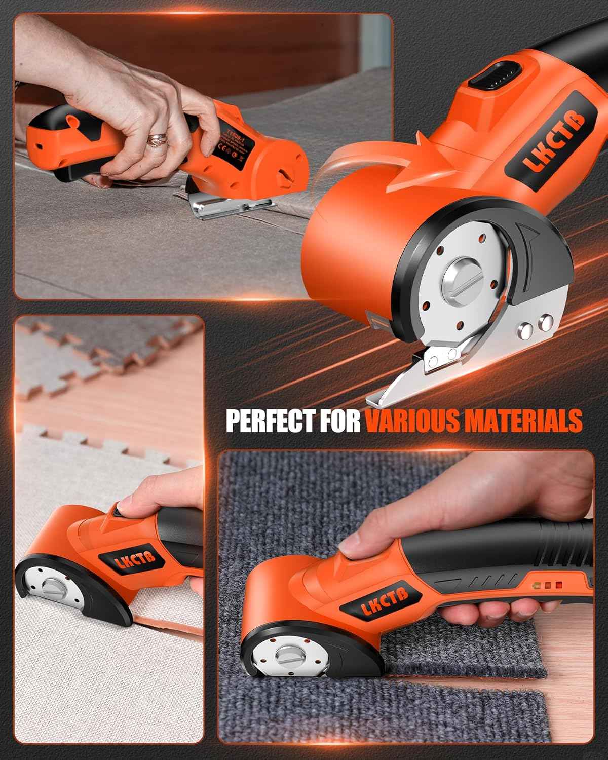 Rechargeable Electric Cardboard Cutter Scissors with LED Light & Tungsten Steel Blade