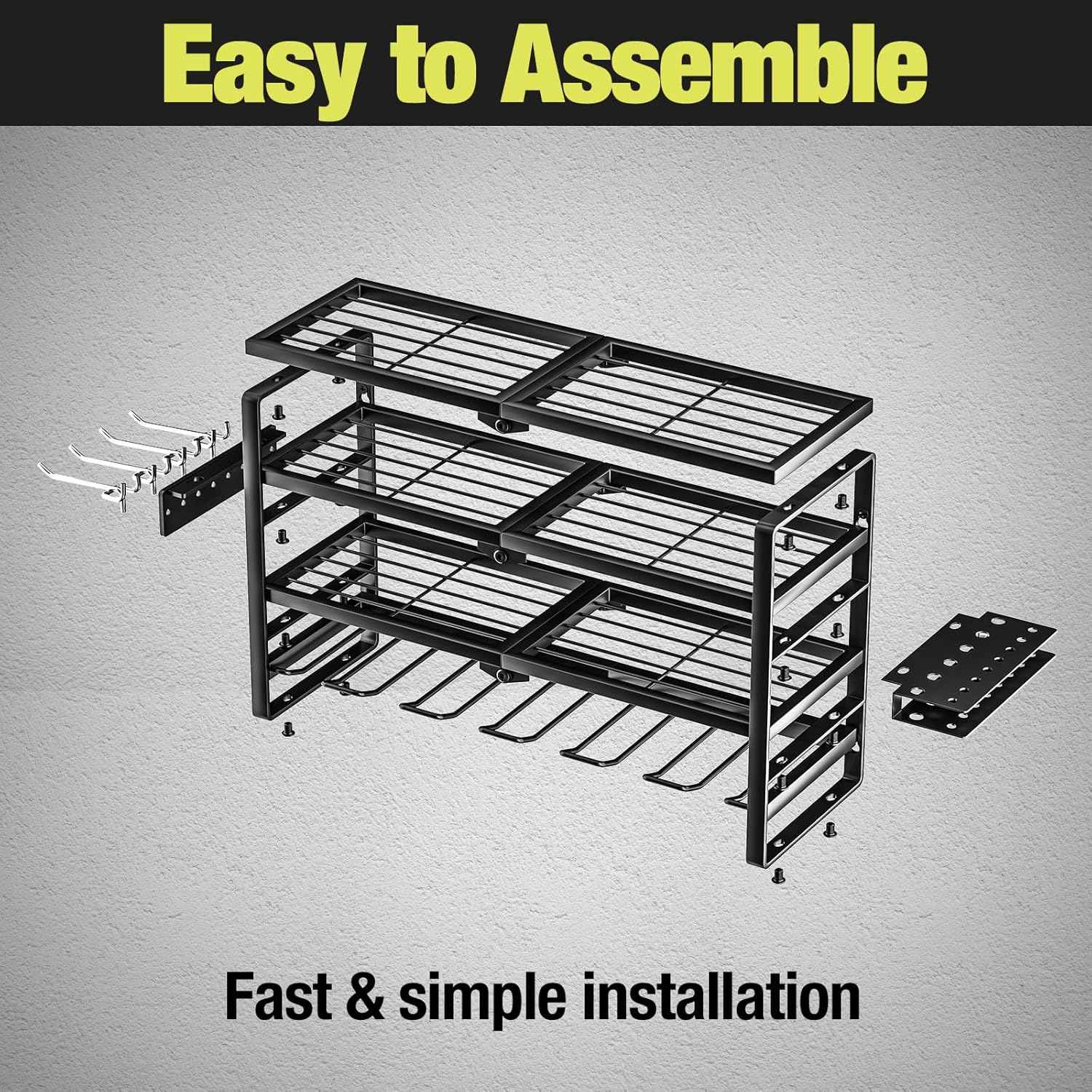 32-Inch Wall-Mounted Power Tool Organizer with Charging Station & 8 Slots for Garage