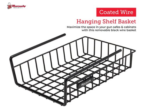 Hornady Hanging Shelf Document Basket, 96012 - Coated Wire Basket Maximizes Storage for Documents, Gun Accessories, & Ammo - Easy Access Under Shelf Storage for Gun Safes - Holds Up to 40 Pounds