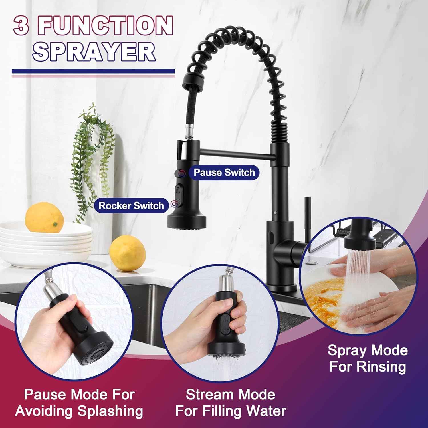 Touchless Kitchen Faucet with Soap Dispenser & Pull Down Sprayer - Commercial Grade Brushed Nickel