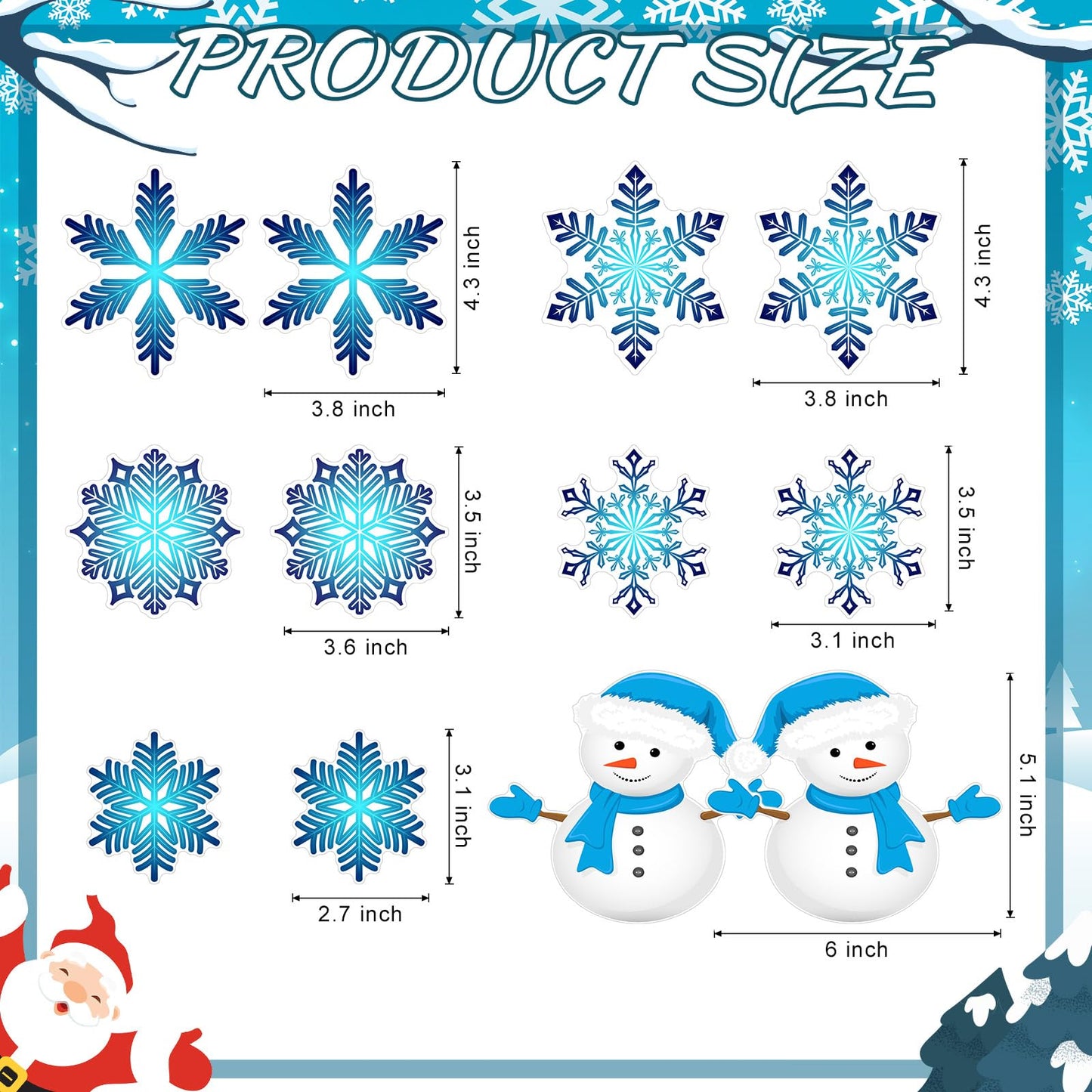 Konohan 12 Pcs/6 Pairs Winter Snowflake Screen Door Magnets Snowman Double Sided Screen Door Magnet Flexible Protector Decorative Screen Magnets for Window Screen Sliding Doors