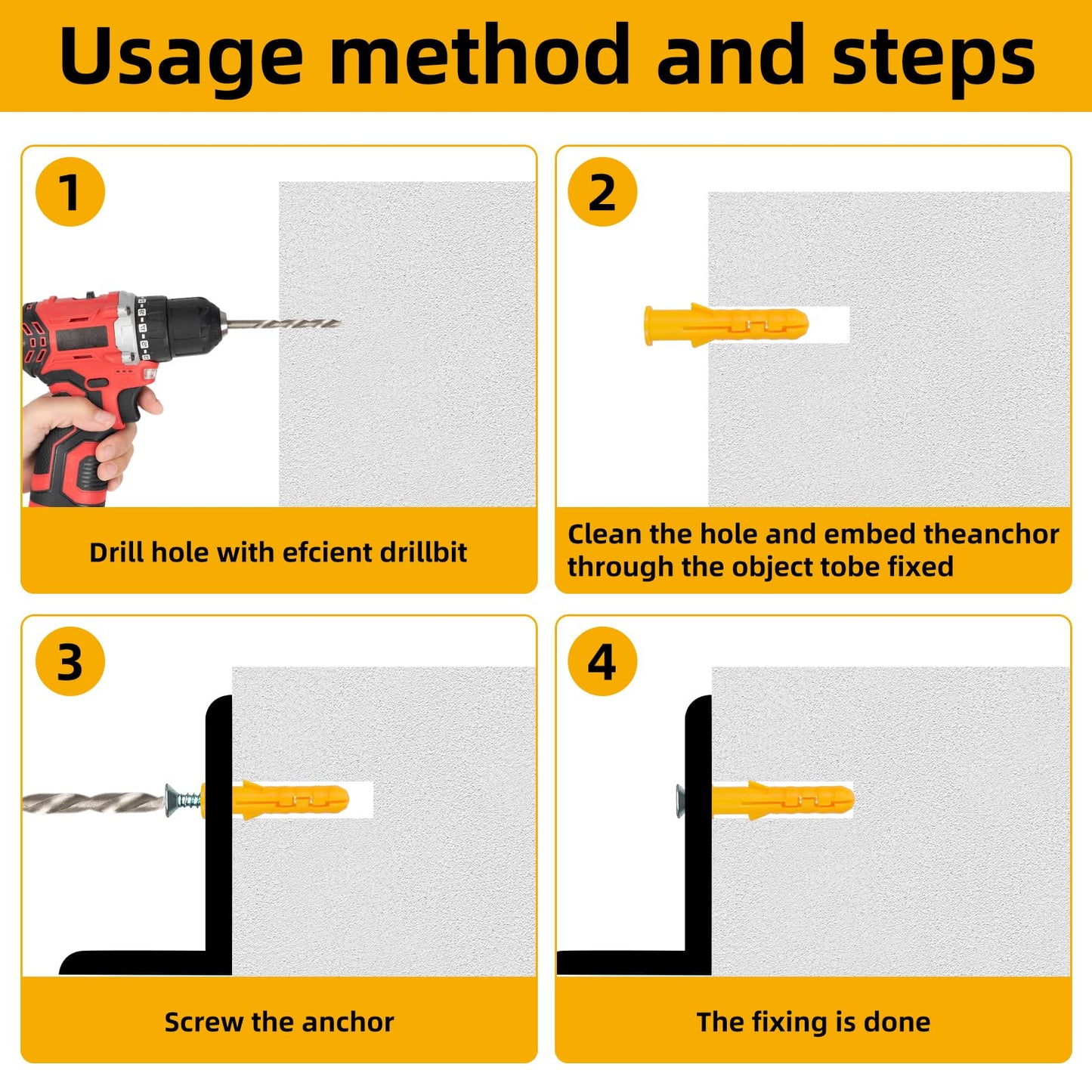 200 Pcs Premium Quality Plastic Drywall Wall Anchors (Screws No Included),Bulk Pack #6x1