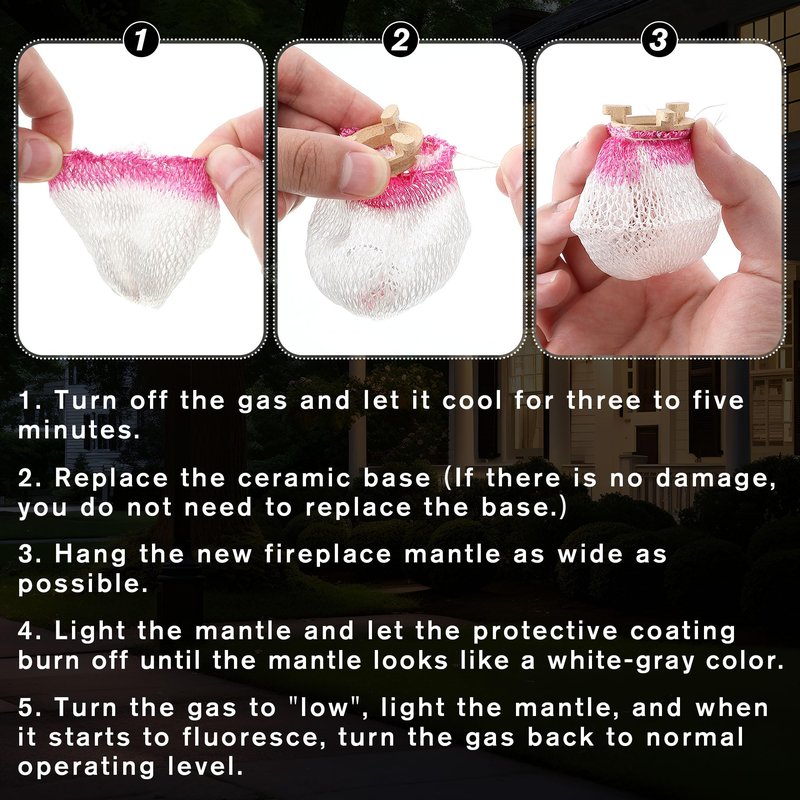 Ceoighe Gas Lamp Mantles with 179B Porcelain Attachment Ring, Soft Inverted Mantle, Lantern Mantle, Ideal for Outdoor Gas Lamps, Standard, & Inverted Gaslights (Include 2 179b Ring 6 Lamp Mantles)