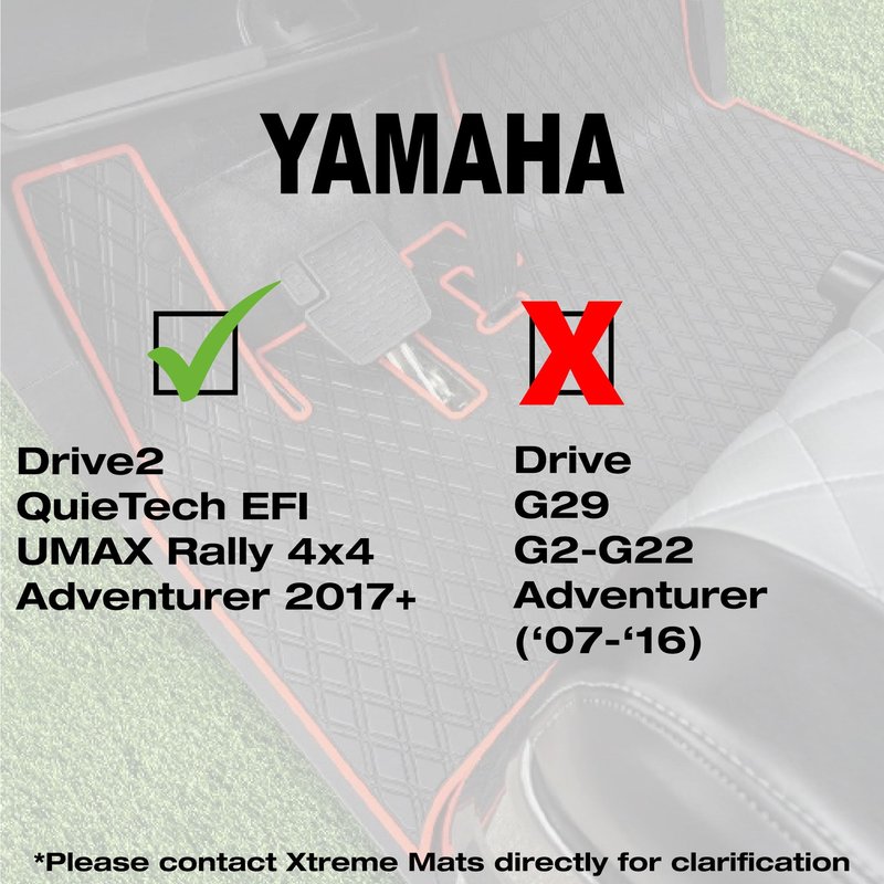 Xtreme MATS Compatible with Yamaha Drive2 Double Diamond Rubber Dash Liner Mat for Golf Cart Cubbys and Dashes - Fits YAM DR2 only - Golf Cart Accessory (Red Trim, Yamaha Drive2)