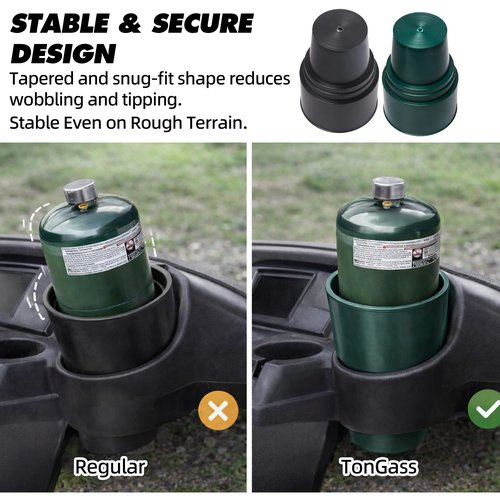 TonGass Universal Golf Cart Propane Heater Cup Holder Insert for Yamaha EZGO Club Car Replacement Cup Accessory for Golf Cart, ATV & UTV – Secure Drink & Propane Tank Holder Adapter - Black & Green