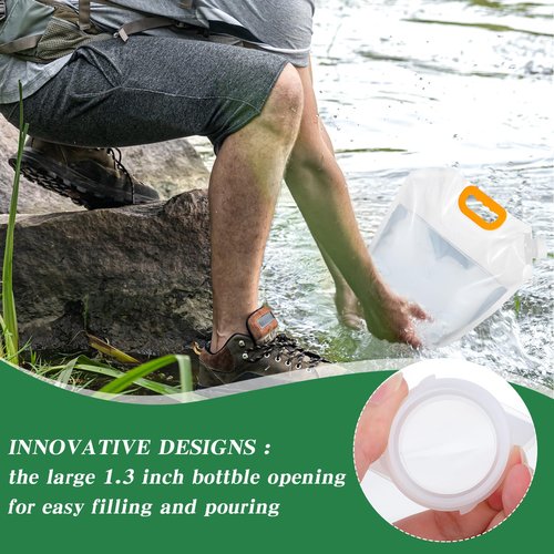 12 Pack 1.3 Gallon Collapsible Water Storage Bag Water Container Bag Emergency Jug Foldable Plastic Storage Pouch Freezable Carrier Tank for Outdoor Sport Camping (Clear, Classic)