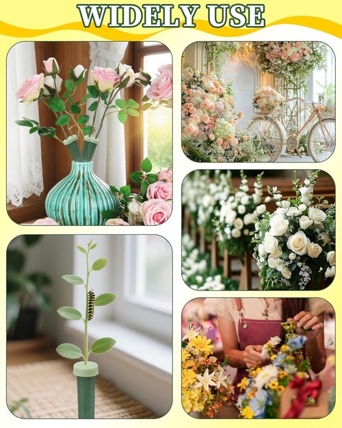 FIVEIZERO Floral Water Tubes - 25 PCS 5.64 Inch Green Plastic Vials with Caps for Fresh Flower Arrangements