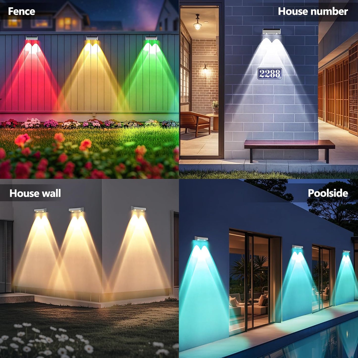 Brizled 12-Pack Solar Fence Lights – RGB & White Color-Changing Outdoor Wall Lights, IP65 Waterproof for Decks & Stairs