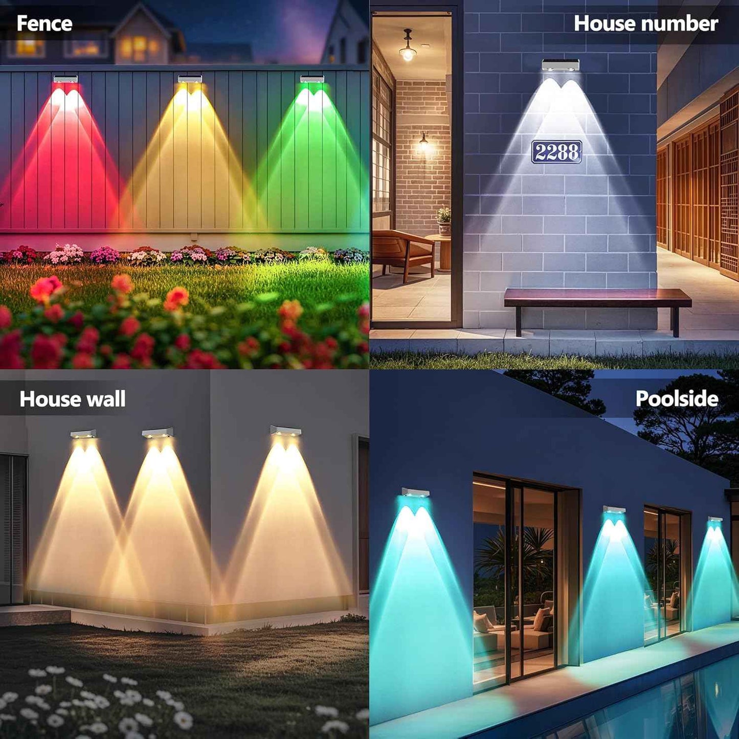 Brizled 12-Pack Solar Fence Lights – RGB & White Color-Changing Outdoor Wall Lights, IP65 Waterproof for Decks & Stairs