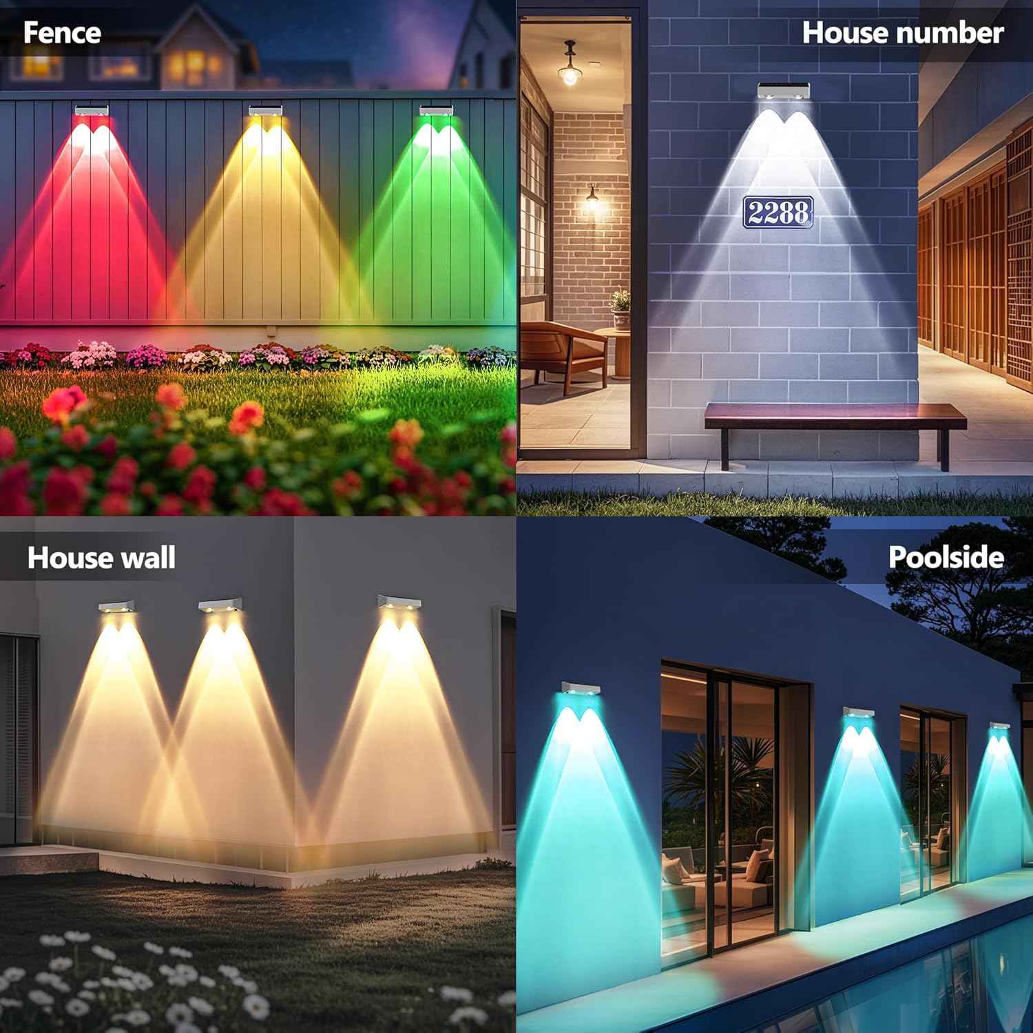 Brizled 12-Pack Solar Fence Lights – RGB & White Color-Changing Outdoor Wall Lights, IP65 Waterproof for Decks & Stairs