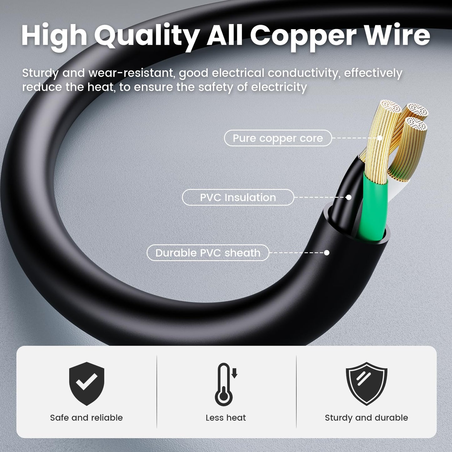 Extension Cord with 1 to 5 Splitter 16 AWG 13A 1625W 20 Inch Black 2 Pack | Outdoor Y-Style SJTW Cord NEMA 5-15P to 5-15R