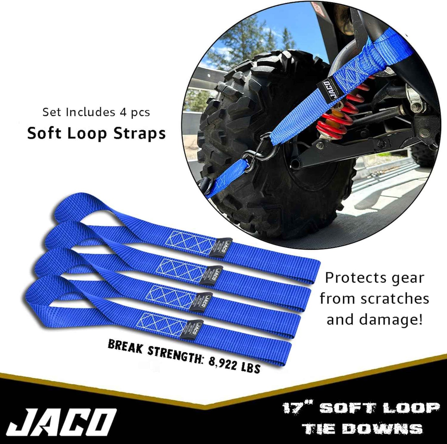 Heavy Duty Ratchet Straps 1.6" x 8ft (Pack of 4) - 5,208 lbs Tie Down Kit with Soft Loops