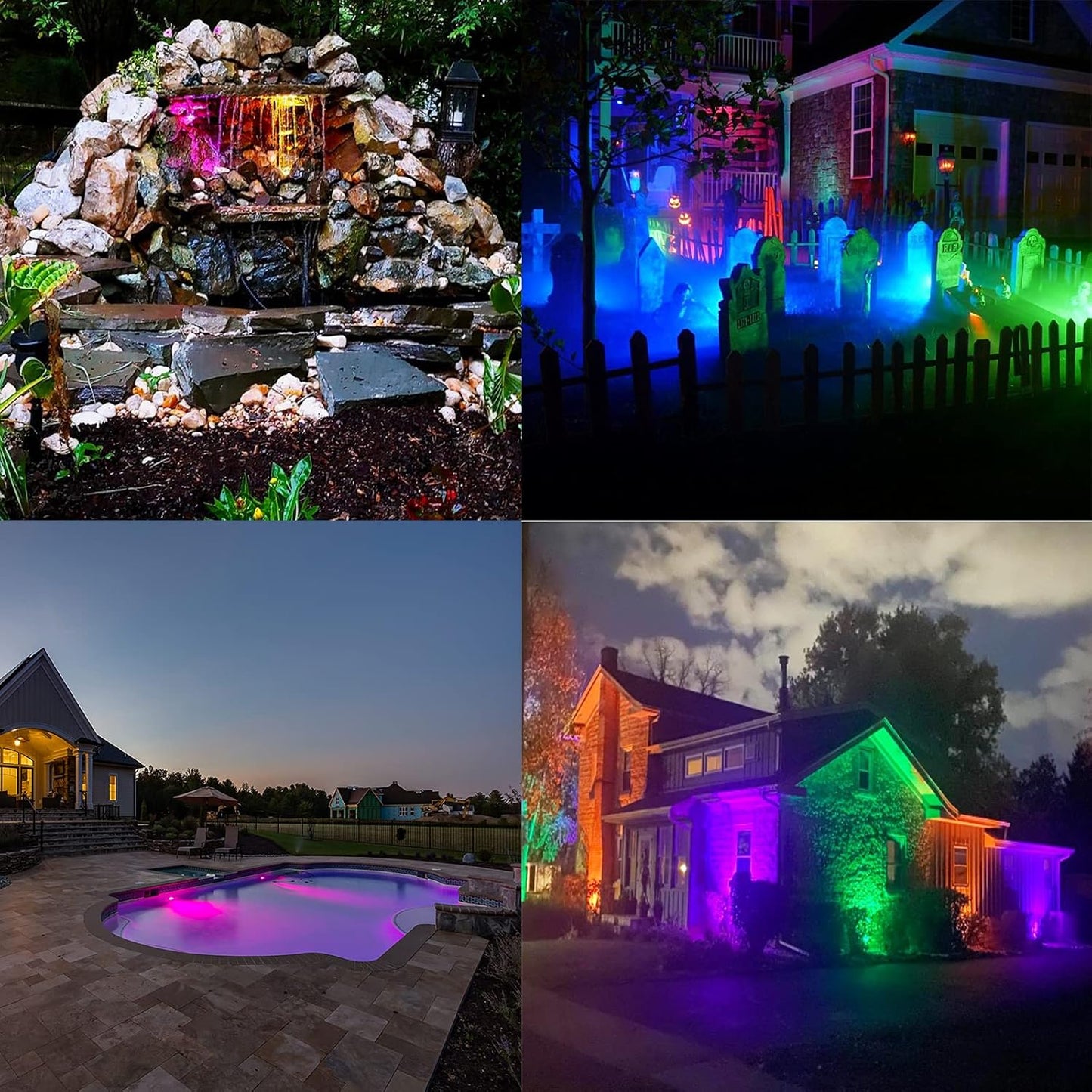 15W Smart Outdoor Colored Spotlights - APP Control, Waterproof Dimmable Garden Lights with Timer & Music Sync