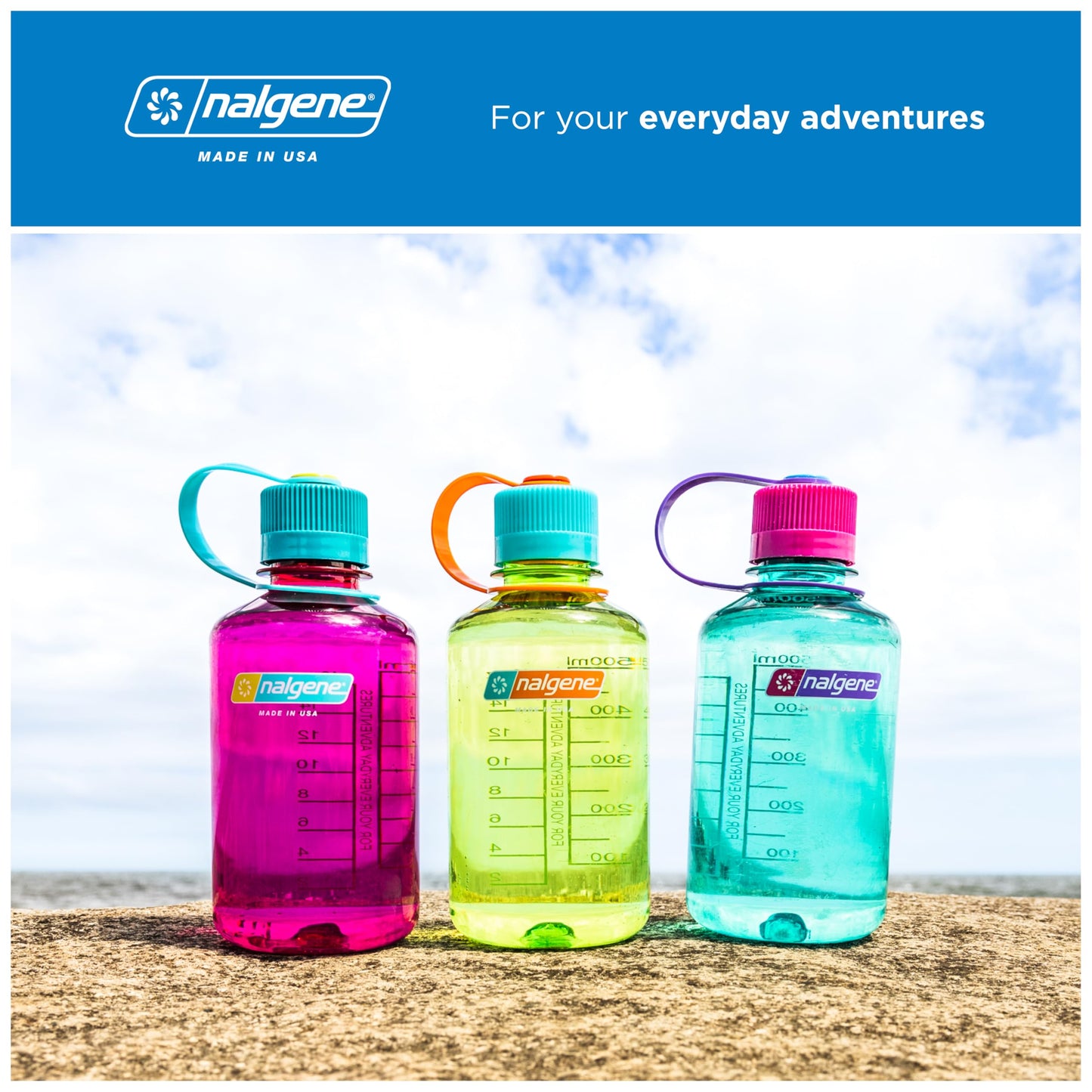 Nalgene 16 oz Narrow Mouth Water Bottle, Cerulean