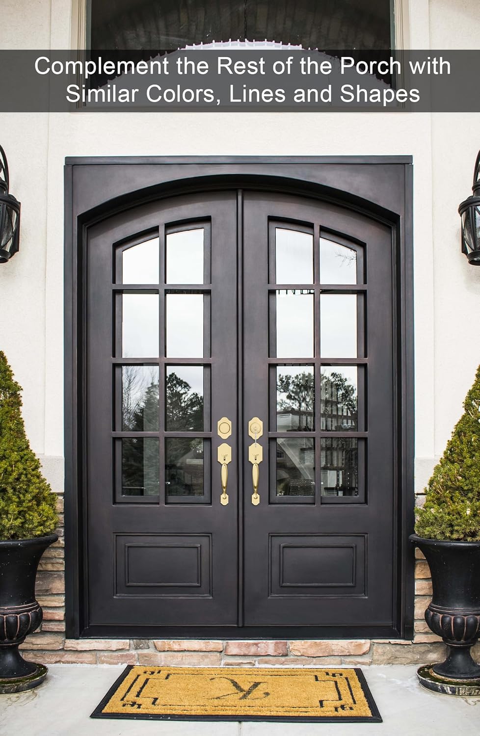 Gold Front Door Handle & Deadbolt Set - Reversible Lever Lock Hardware