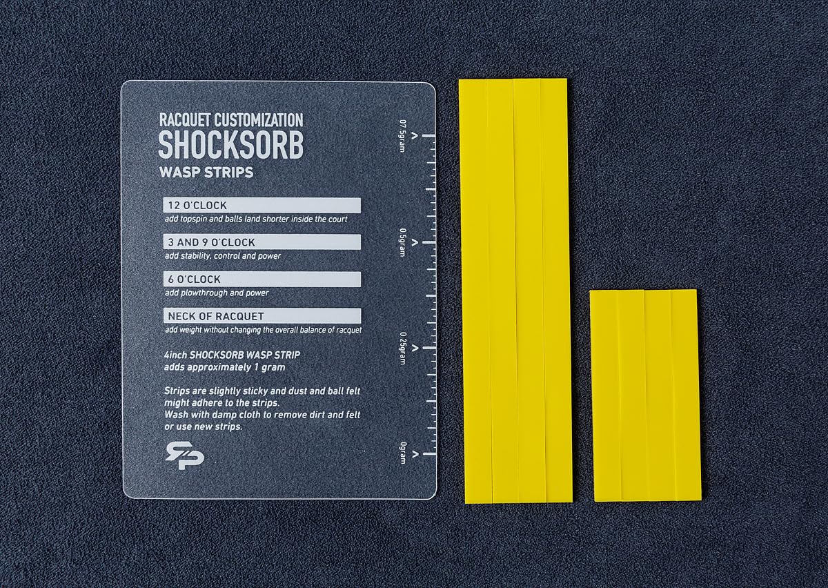 RTP ShockSorb WASP Strips - Tennis Racket Vibration Dampener – Absorb and Reduce Vibration – Add Power, Control, and Stability – Expand Sweet Spot and Prevent Injuries – Yellow (Yellow)
