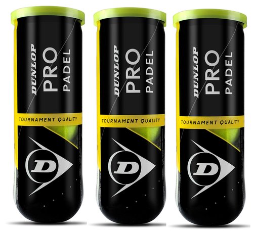 DUNLOP Pro Paddle Ball, Yellow, Pack of 3, Total 9 Balls