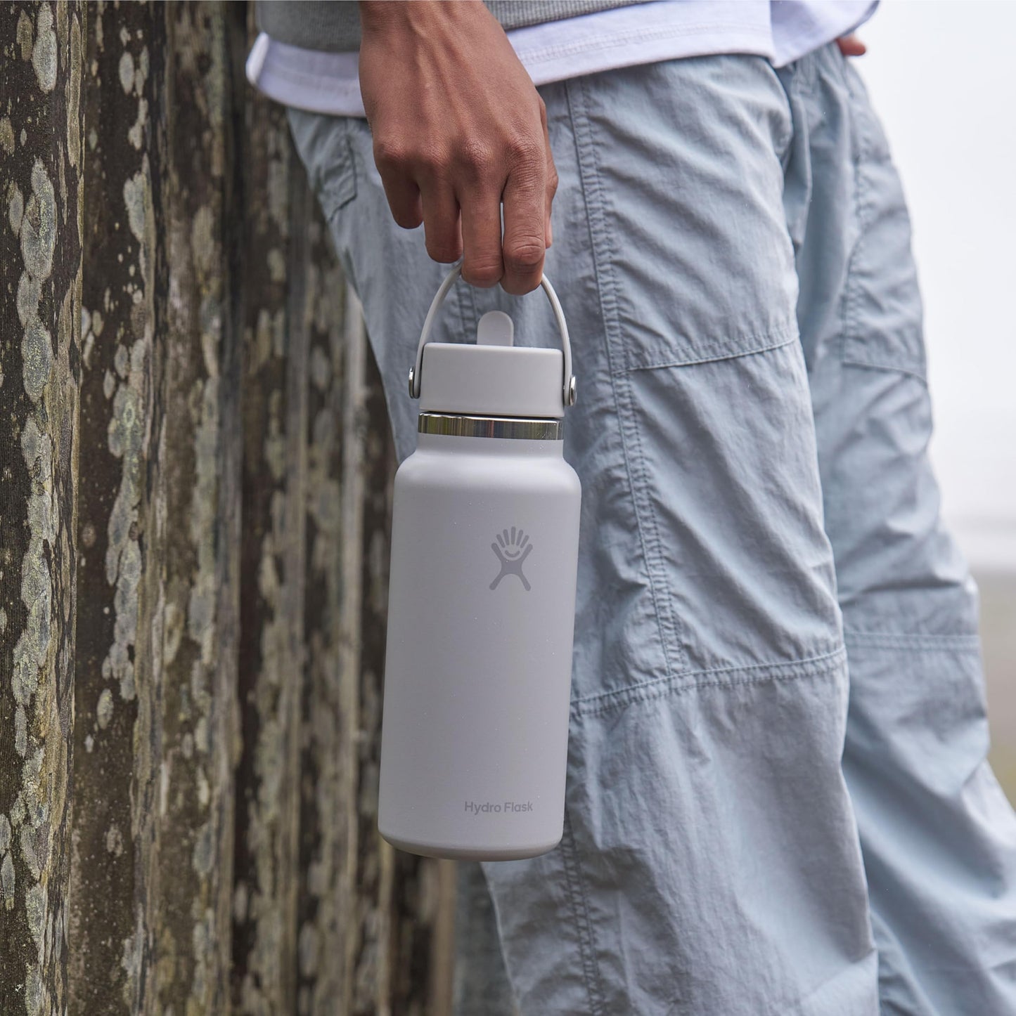 Hydro Flask Water Bottle - Insulated Stainless Steel - Wide Mouth Flex Straw Lid, Non Spill, Leakproof and Refillable in 32 Oz Aloe Green