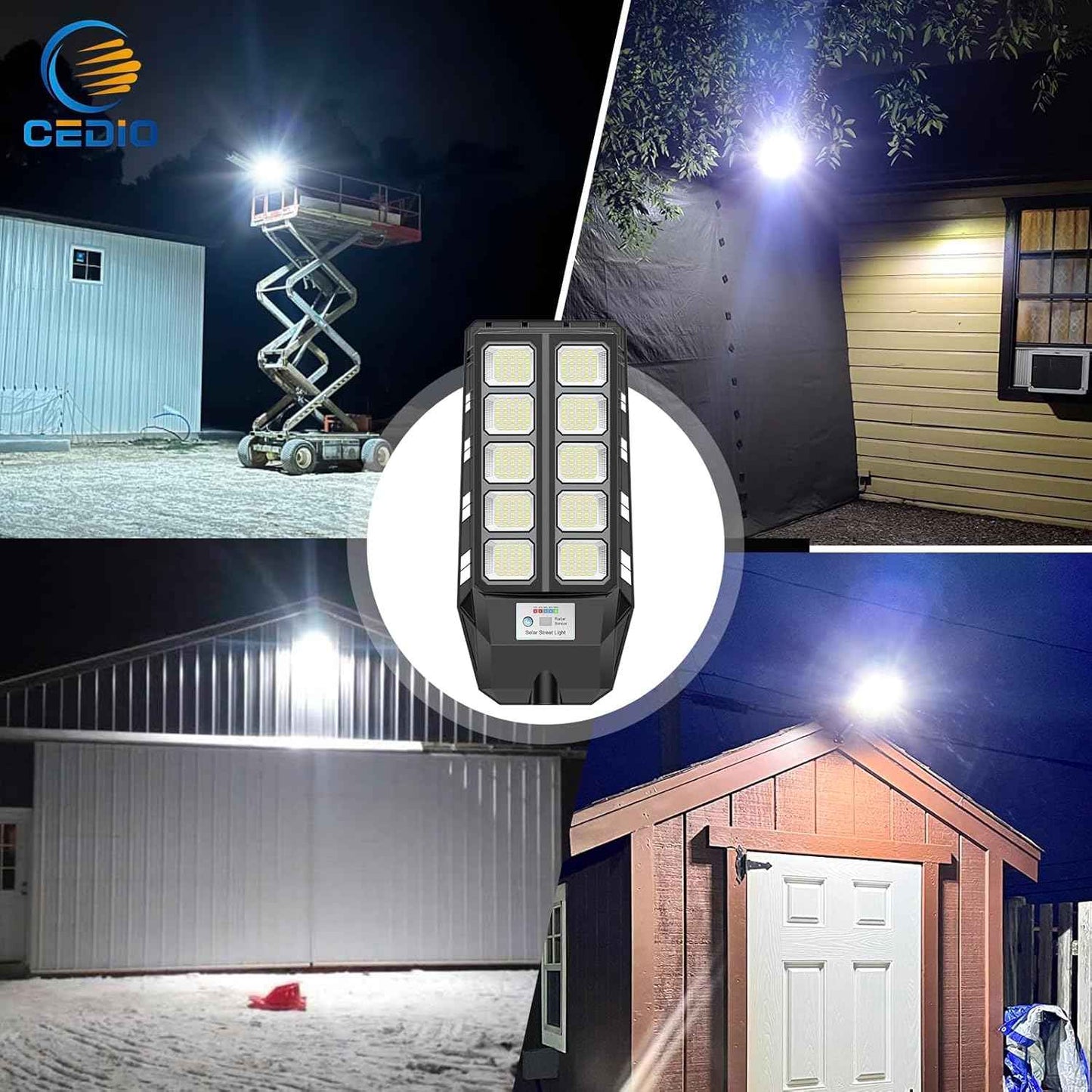 Solar Street Lights Outdoor with Motion Sensor - IP66 Waterproof LED Flood Light, Dusk to Dawn, 6500W (2-Pack)