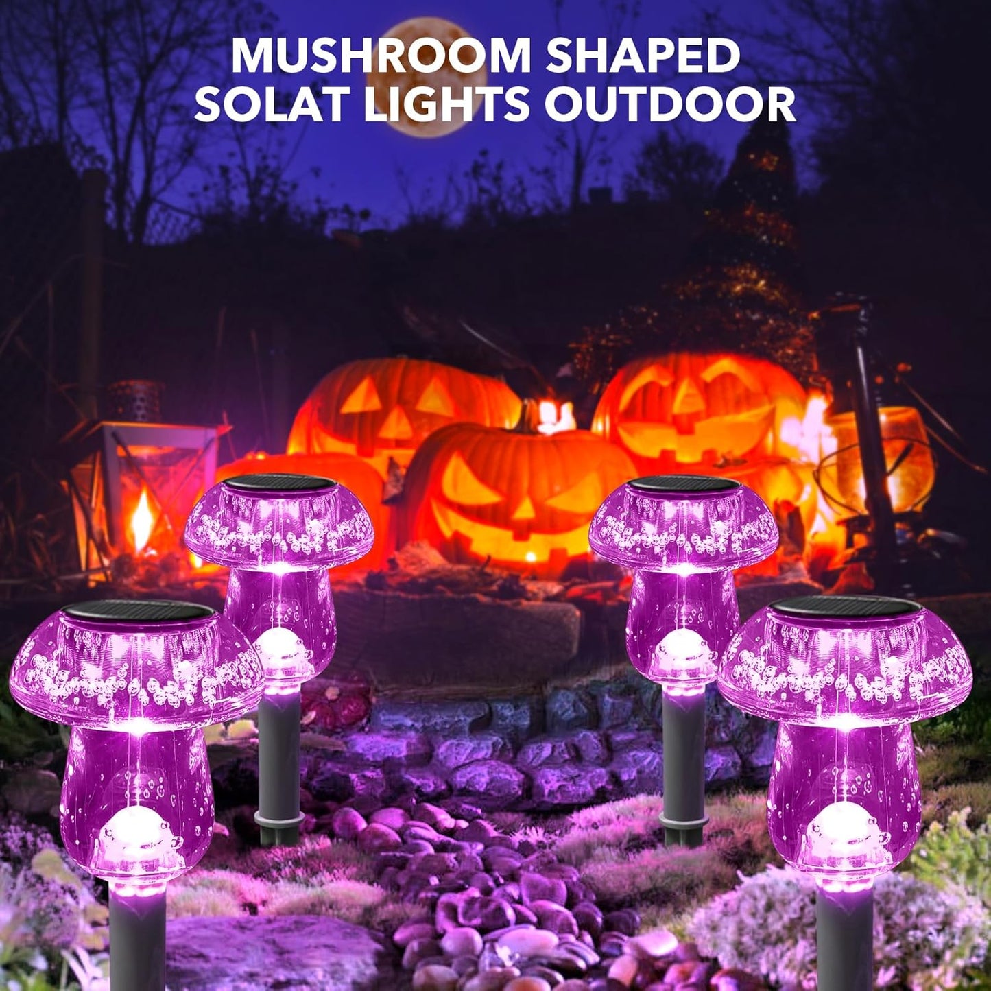 16 Pack Solar Powered Mushroom Lights - Waterproof LED Garden Pathway Lighting for Yard & Landscape Decor (Purple)